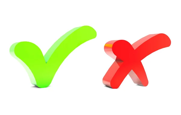 Una Representación Una Marca Verificación Verde Símbolo Rojo Equivocado Sobre — Foto de Stock