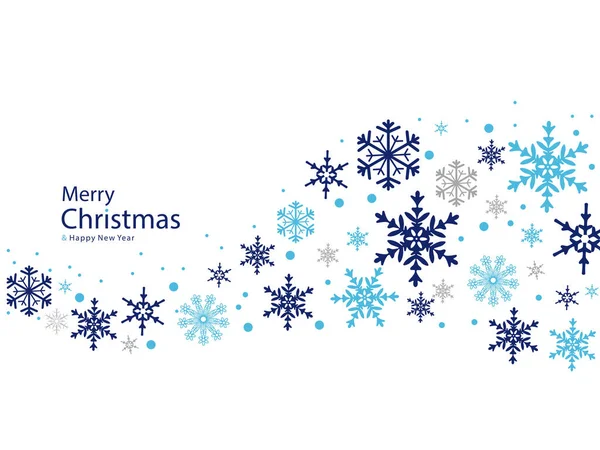 Een Illustratie Van Blauwe Zilveren Sneeuwvlokken Met Vrolijk Kerstfeest Gelukkig — Stockfoto