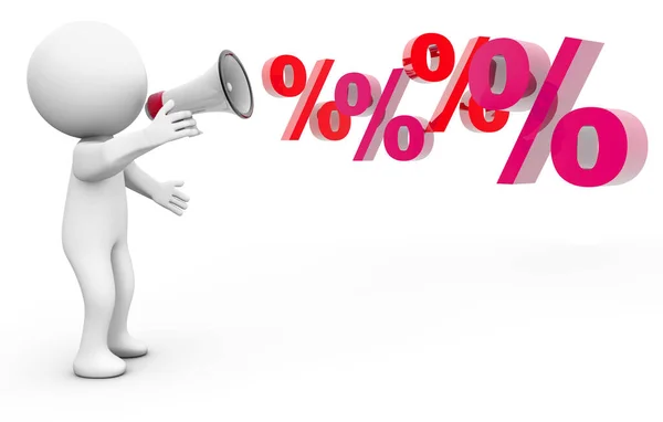 Rendering Illustration Human Icon Talking Speaker Percentage Icons White Background — Stock Photo, Image