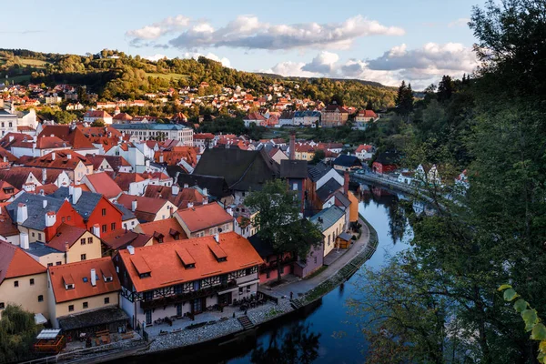 Zapierający Dech Piersiach Widok Miasto Cesky Krumlov Regionie Czech Południowych — Zdjęcie stockowe