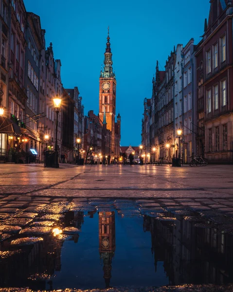 Gyönyörű Táj Óváros Este Gdansk Lengyelország — Stock Fotó