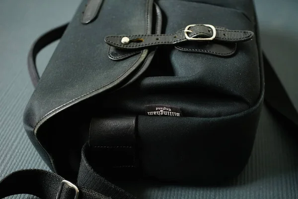 Bolsa Billingham Negro Para Fotografía Bolso Cámara Elegante Fotógrafo Todo —  Fotos de Stock