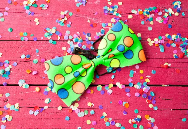 Top View Colorful Bowtie Confetti Bright Pink Surface — Stock Photo, Image