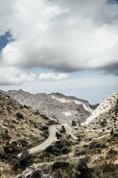 Plano Vertical Camino Entre Montañas — Foto de Stock