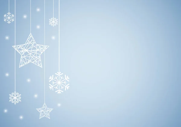 青い背景に白い吊るされたクリスマスオーナメントのイラスト 壁紙に最適 — ストック写真