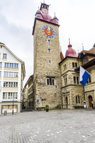 Lucerne Switzerland May 2018 Image Shows Famous Landmark Lucerne Clock — Stock Photo, Image