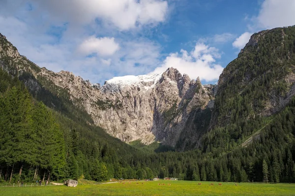 Snowcapped Mountain Hoher Goell Its West Face Pflughoerndl Right Scharitzkehl — Zdjęcie stockowe