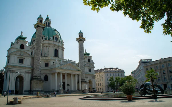 Piękny Widok Barokowy Kościół Karlskirche Wiedniu Austria — Zdjęcie stockowe