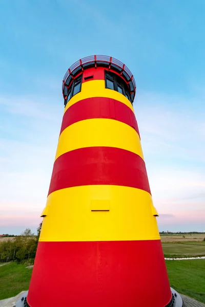 Vue Angle Bas Phare Pilsum Sous Ciel Nuageux Coloré — Photo