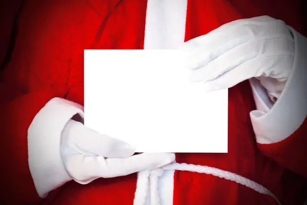Gros Plan Père Noël Tenant Livre Blanc Avec Espace Milieu — Photo