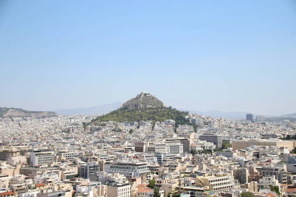 Eine Luftaufnahme Des Lycabettus Berges Und Seiner Umgebung Zentrum Von — Stockfoto