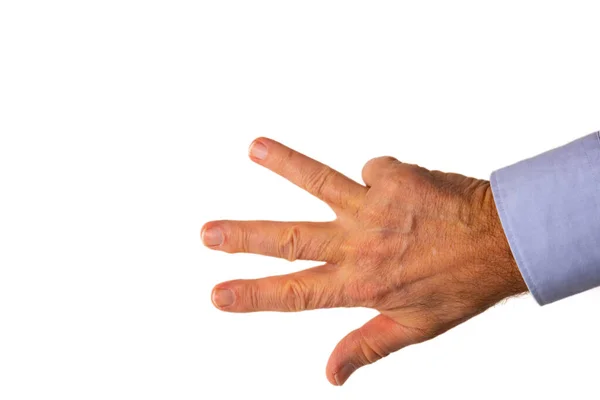 Eine Nahaufnahme Der Männlichen Hand Mit Vier Ausgestreckten Fingern Auf — Stockfoto