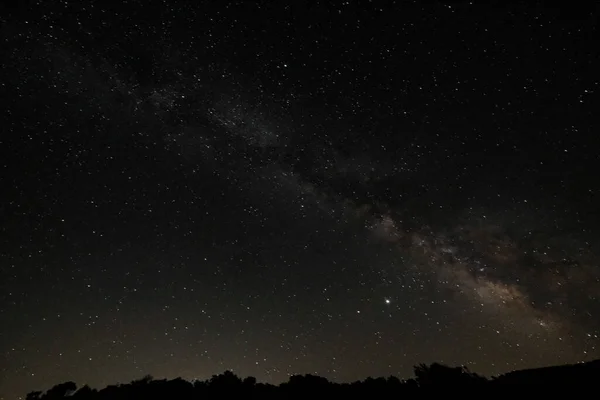 Una Toma Ángulo Bajo Hermoso Cielo Nocturno Estrellado —  Fotos de Stock