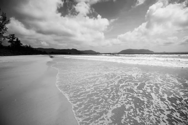 Šedivý Záběr Vln Pobřeží Con Dao Vietnamu — Stock fotografie