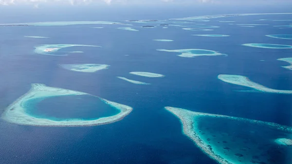 Colpo Aereo Barriera Corallina Alle Maldive — Foto Stock