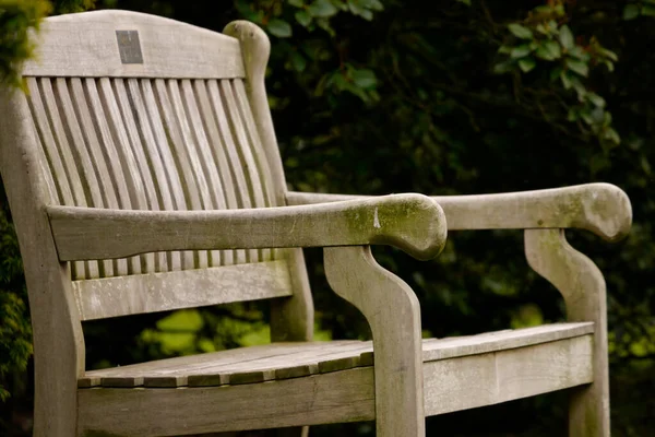 Egy Közeli Kép Egy Padról Parkban — Stock Fotó