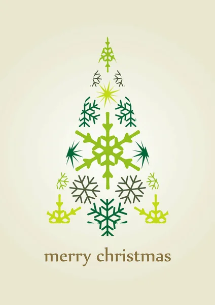 Vertical Digital Illustration Isolated Green Christmas Tree Made Snowflakes — Stock Photo, Image