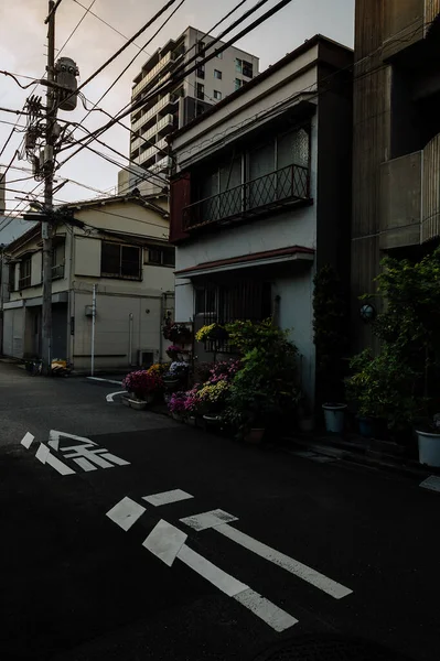 Μια Μαγευτική Φωτογραφία Ενός Όμορφου Κτιρίου Και Δρόμου Στην Ιαπωνία — Φωτογραφία Αρχείου