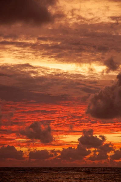 Tiro Vertical Belo Pôr Sol Sobre Mar — Fotografia de Stock