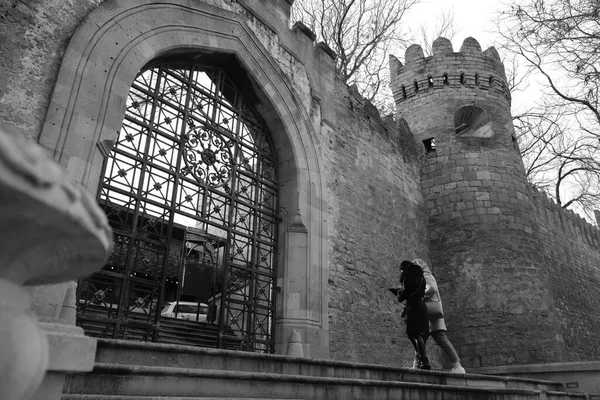 Una Foto Scala Grigi Cancello Ingresso Del Castello Baku Azerbaigian — Foto Stock