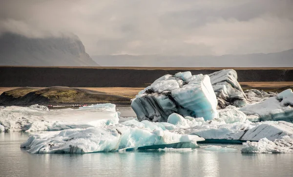 Beau Paysage Des Glaciers Islande Sous Beaux Nuages Blancs Duveteux — Photo