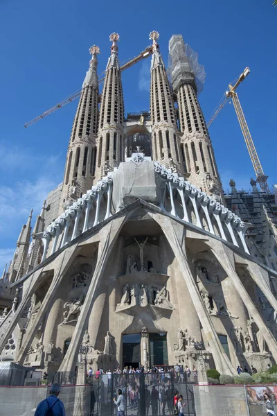 Barcelona España 2020 Fachada Pasión Basílica Sagrada Familia — Foto de Stock