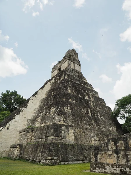 Disparo Vertical Pirámide Del Mundo Perdido Tikal Guatemala —  Fotos de Stock