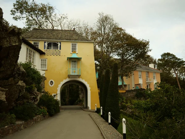 Een Geel Huis Portmeirion Village Wales — Stockfoto