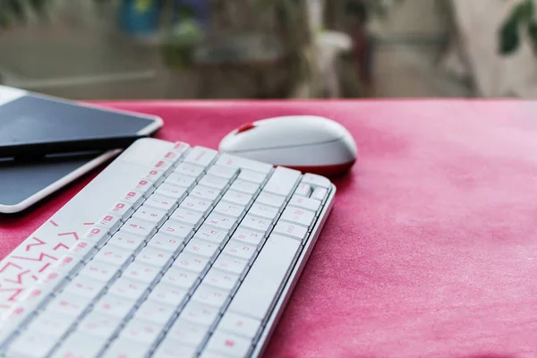 Primer Plano Teclado Ordenador Ratón — Foto de Stock