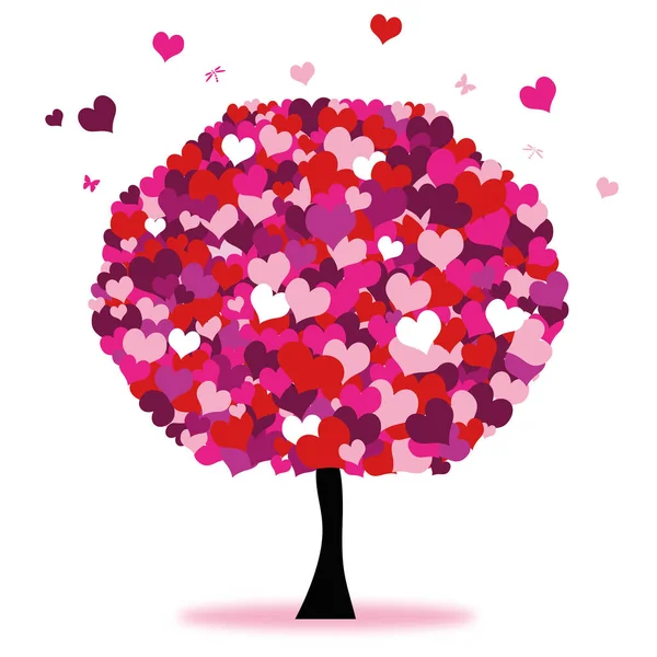 Uma Árvore Amor Decorativa Ilustrada Com Corações — Fotografia de Stock