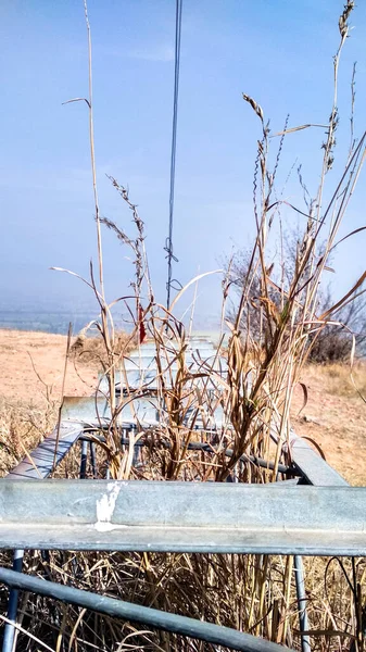 Closeup Shot Metal Construction Countryside Field — Stock Photo, Image