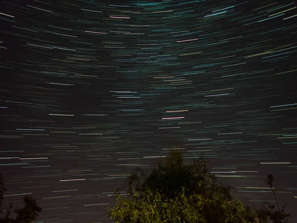 Sterrensporen Aan Hemel Nachts — Stockfoto