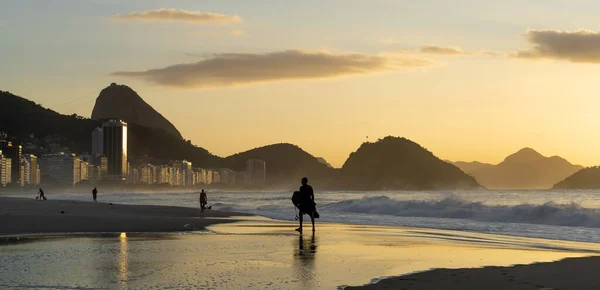 Vacker Bild Copacabana Beach Rio Janeiro Soluppgång — Stockfoto