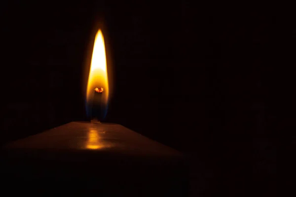 Closeup Burning Candle Dark — Stock Photo, Image