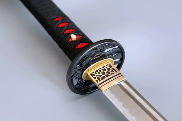 Detailní Záběr Tradiční Japonský Katana Meč Rukojeti — Stock fotografie