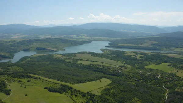 Fotografie Aeriană Unui Peisaj Frumos Râu Mare Barajul Lobosh Pchelina — Fotografie, imagine de stoc