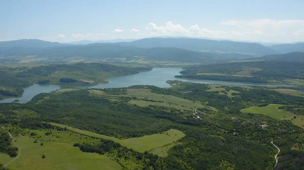 Luftaufnahme Einer Wunderschönen Landschaft Mit Einem Großen Fluss Lobosch Pchelina — Stockfoto