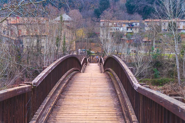 Красивый Снимок Деревянного Пешеходного Моста Castellfollit Roca Испания — стоковое фото