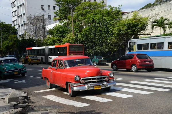 Habana Cuba Marzo 2013 Coche Rojo Americano Habana Que Data — Foto de Stock