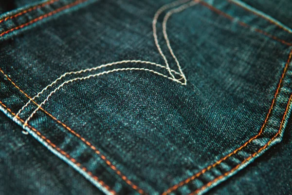 Tiro Close Patch Pocket Jeans Azuis — Fotografia de Stock
