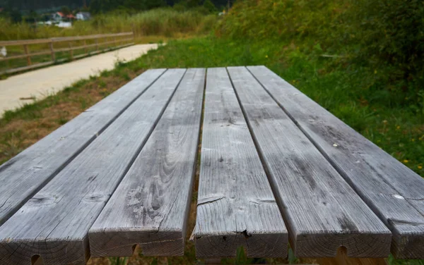 Nahaufnahme Einer Holzbank Park — Stockfoto
