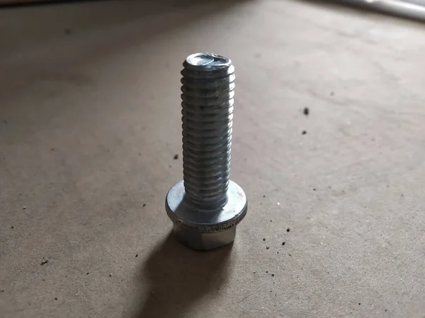 Primer Plano Tornillo Acero Suelo — Foto de Stock