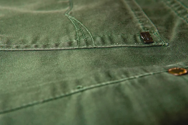 Patch Pocket Green Jeans — Stock Photo, Image