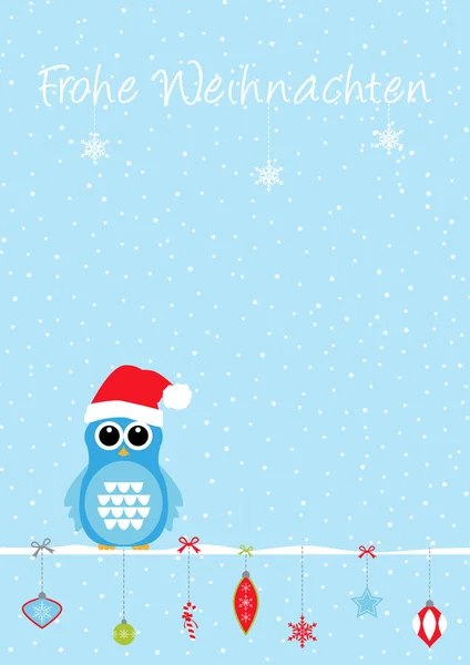 Een Illustratie Van Kerstversiering Een Kleine Pinguïn Met Een Kerstmuts — Stockfoto