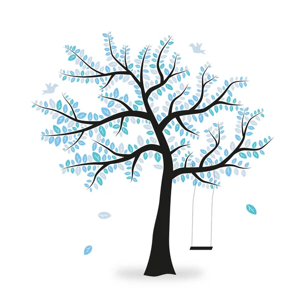 Beyaz Arka Planda Salıncaklı Bir Ağacın Çizimi — Stok fotoğraf