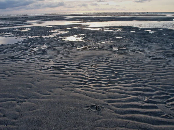 Soleil Soir Sur Plage Sankt Peter Ording — Photo