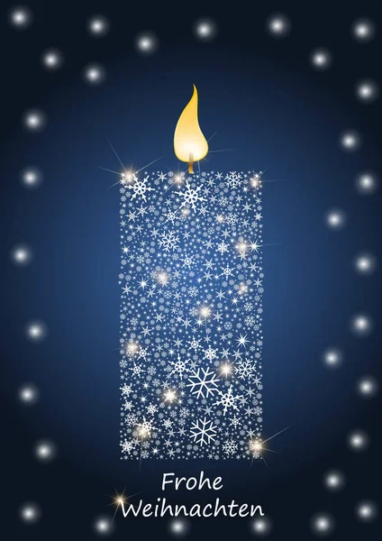 Illustration Einer Brennenden Kerze Aus Schneeflocken Und Frohe Weihnachten Text — Stockfoto