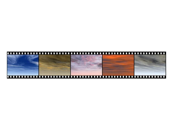 Illustration Eines Kamerafilms Mit Himmelsfotos Auf Weißem Hintergrund — Stockfoto