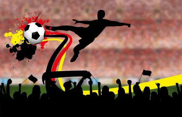 Uma Ilustração Jogador Futebol Com Uma Bola Fundo Estádio Lotado — Fotografia de Stock