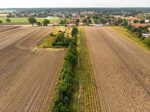 Veduta Aerea Piccolo Villaggio Nel Nord Della Germania Con Grandi — Foto Stock